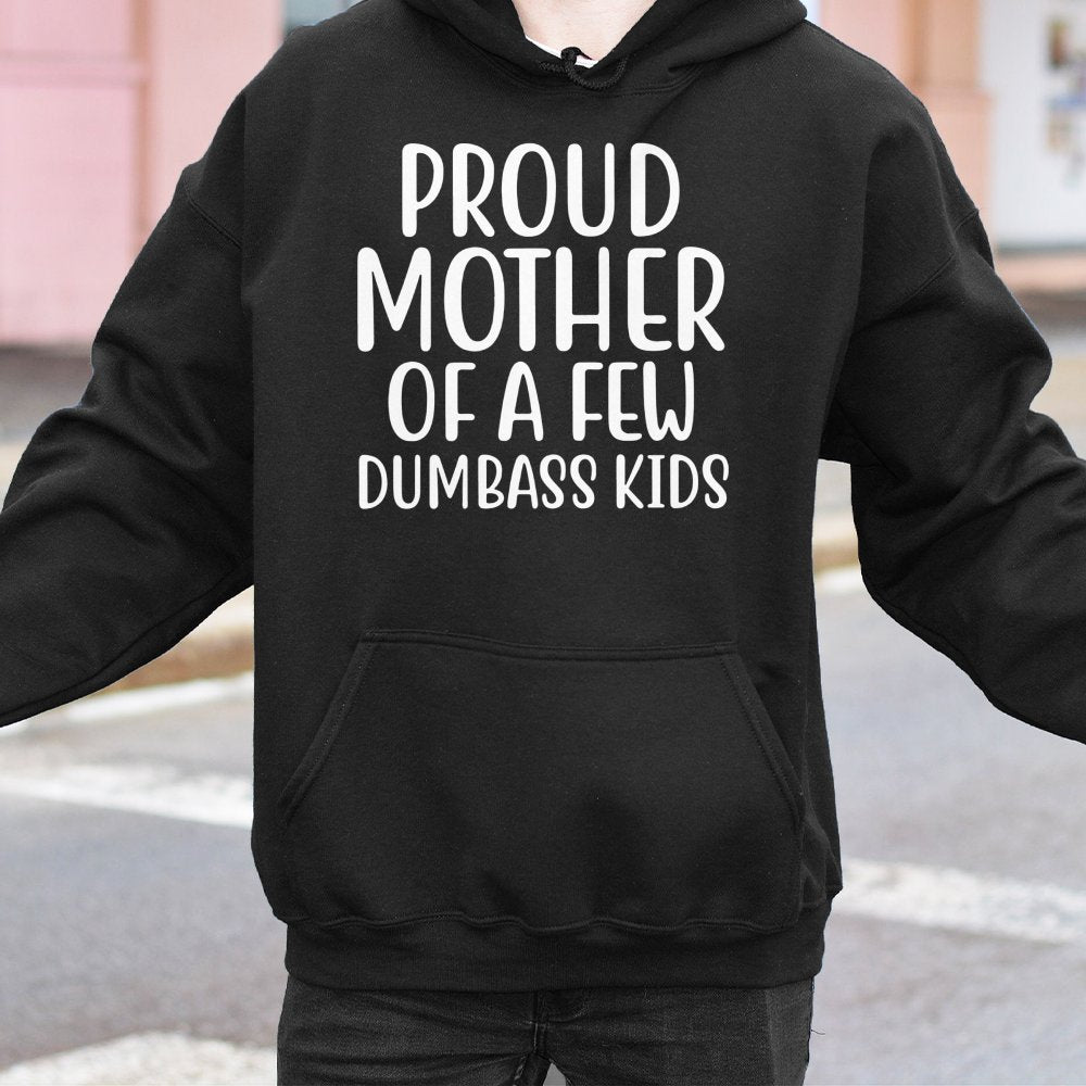 Proud Mother Of A Few Dumbass Kids Hoodie | Funny Sarcastic Mom Quote | Premium Cotton Blend Sweatshirt | Unique Gift For Mom