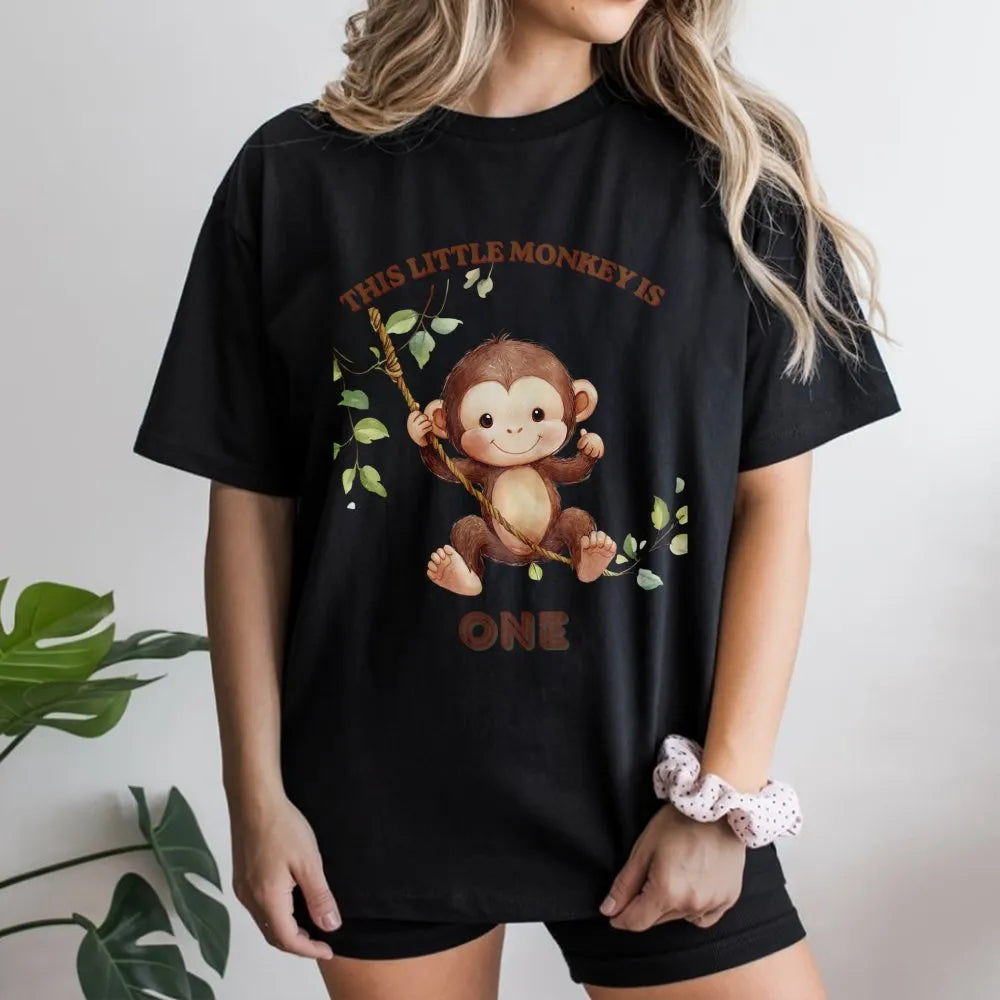 Monkey 1st Birthday Sweatshirt | This Little Monkey Is One Graphic | Soft Cotton Blend Pullover | Mom's First Birthday Party