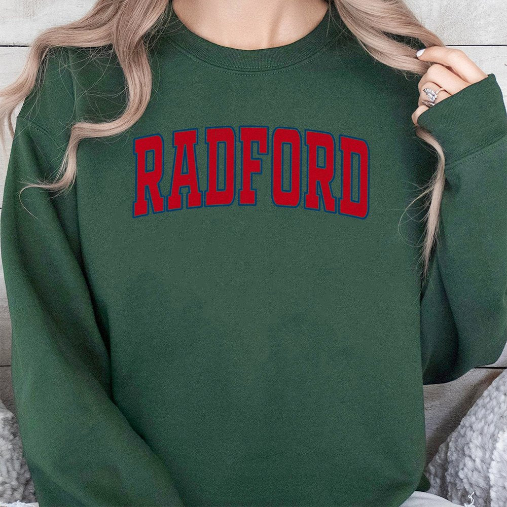 Radford Sweatshirt | Varsity Letter Graphic Print | Premium Cotton Blend | Unisex Collegiate Style Crewneck Gift for Students