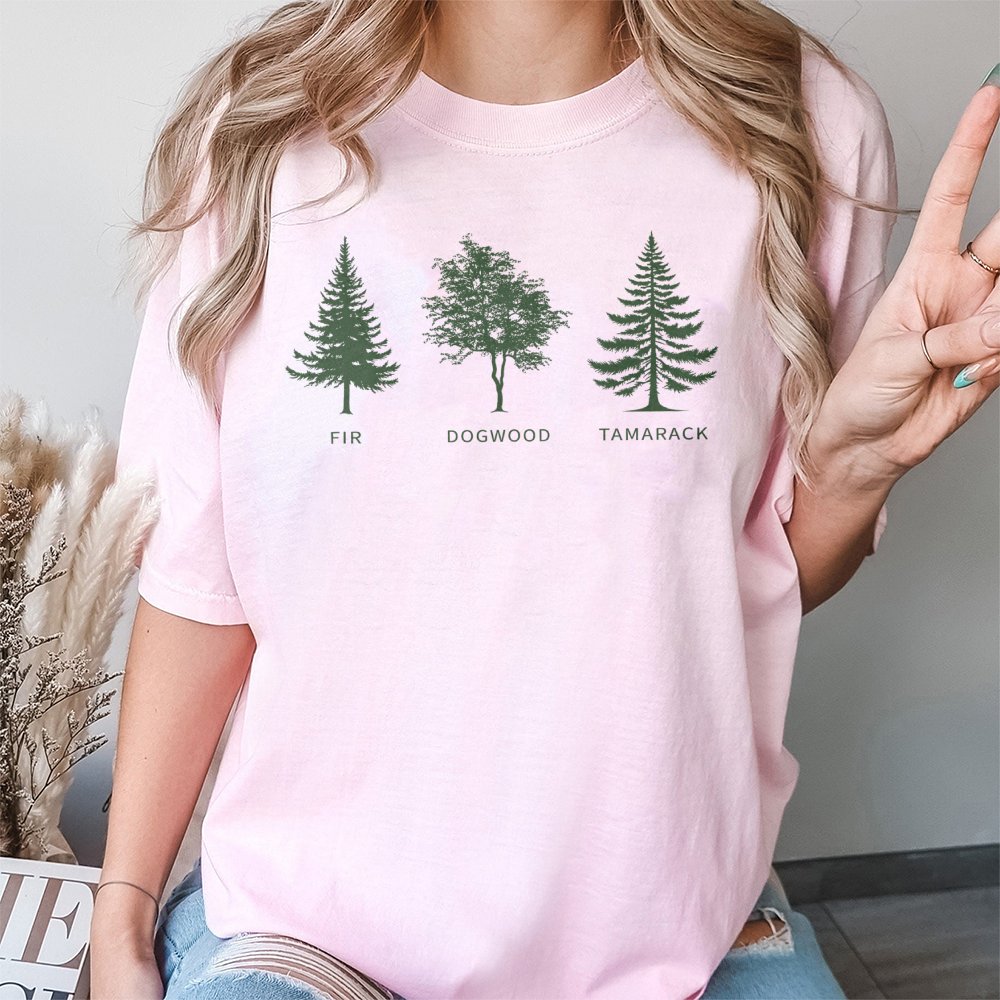 Tree T-Shirt | Fir Dogwood Tamarack Botanical Graphic | Premium Cotton Unisex Tee | Gift for Nature Lover and Forest Explorer