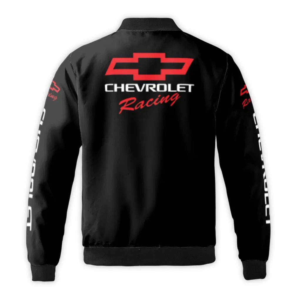 Chevrolet Racing Bomber Jacket | Bowtie Logo Graphic | Durable Nylon Streetwear Coat | Premium Gift for Car Enthusiasts