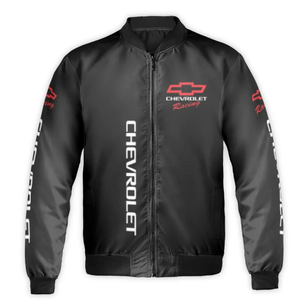 Chevrolet Racing Bomber Jacket | Bowtie Logo Graphic | Durable Nylon Streetwear Coat | Premium Gift for Car Enthusiasts