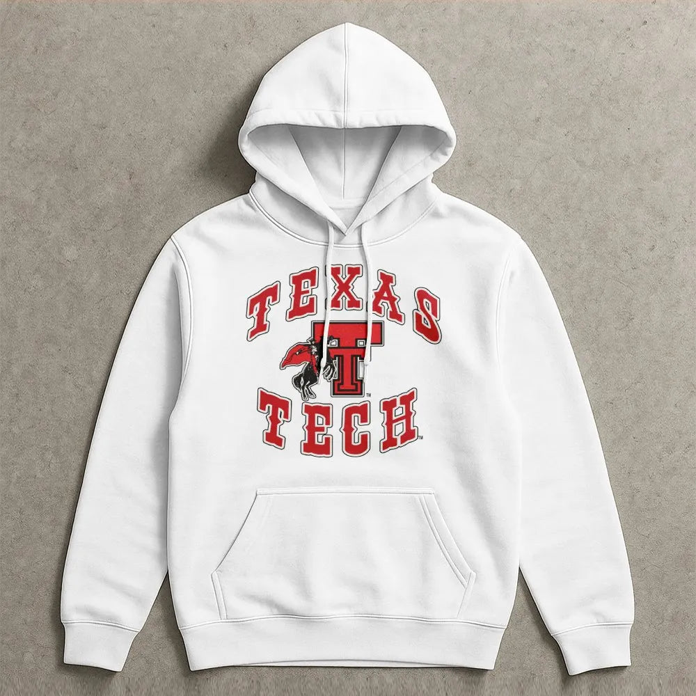 Texas Tech Hoodie | Retro Raiders Mascot Graphic | Soft Cotton-Poly Premium Blend | Gift For College Sports Fans & Students