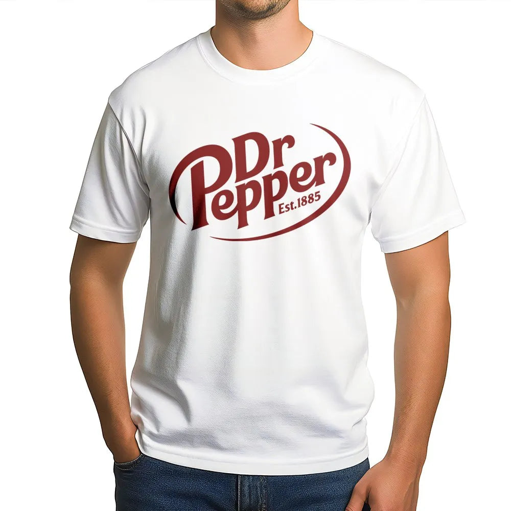Dr Pepper Est 1885 Logo T-Shirt | Vintage Retro Soda Graphic Tee | 100% Cotton Premium Comfort | Gift for Soda Lovers and Bev
