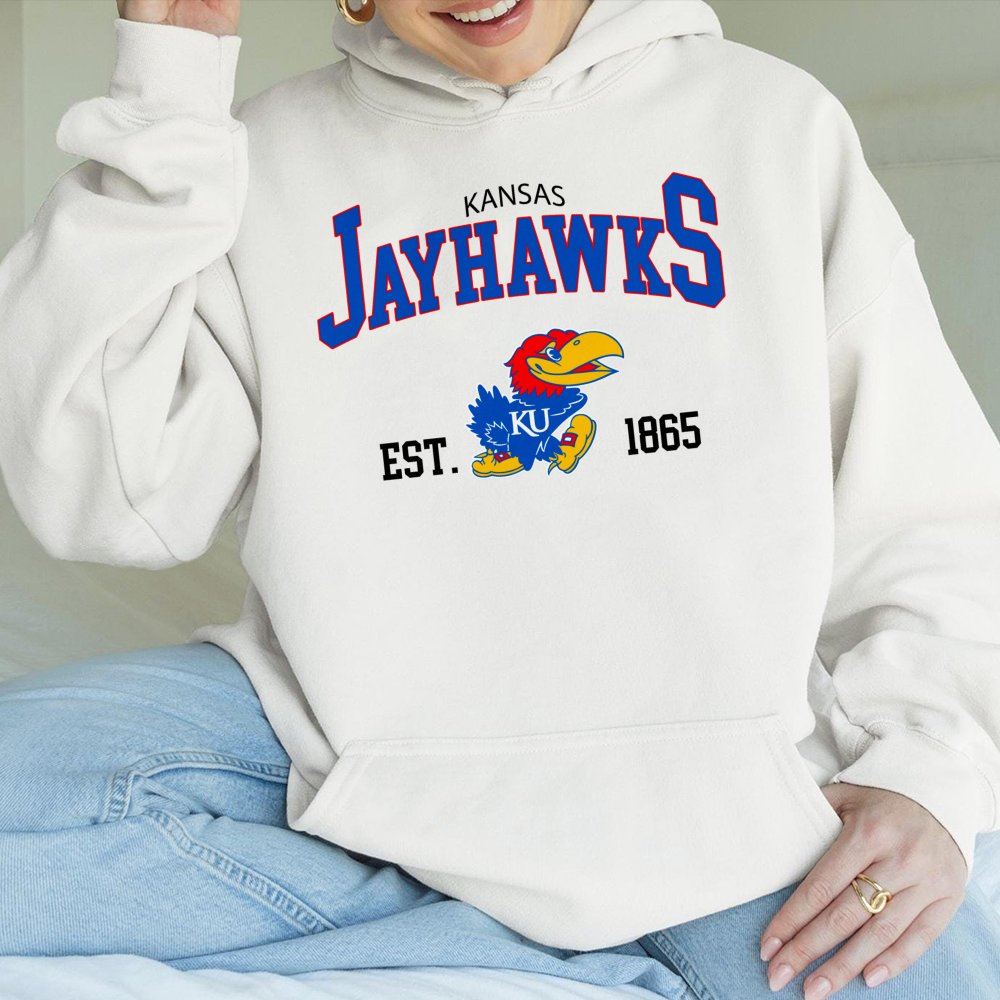Kansas Jayhawks Hoodie | Vintage KU Mascot Graphic Pullover | Premium Cotton Blend Sweatshirt | Gift For College Basketball F