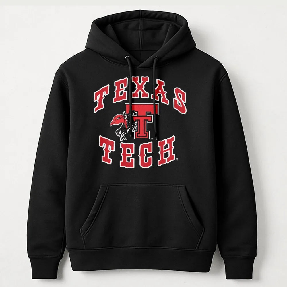 Texas Tech Hoodie | Retro Raiders Mascot Graphic | Soft Cotton-Poly Premium Blend | Gift For College Sports Fans & Students