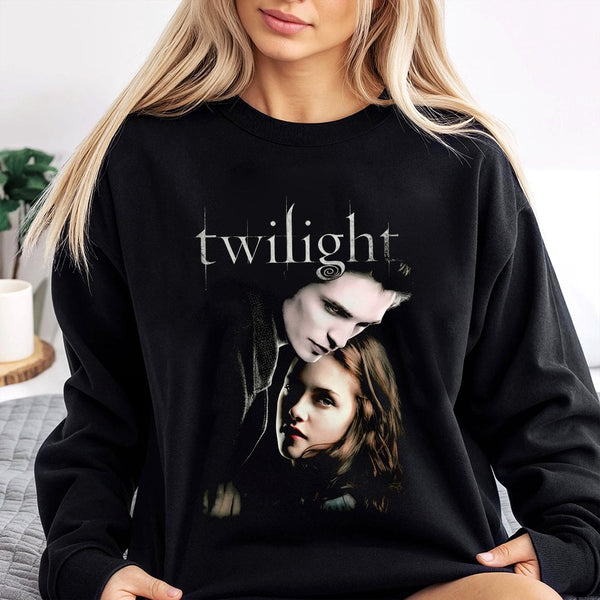 Twilight Saga Sweatshirt | Edward and Bella Graphic Print | Soft Cotton Blend Crewneck | Nostalgic 2000s Movie Fan Gift