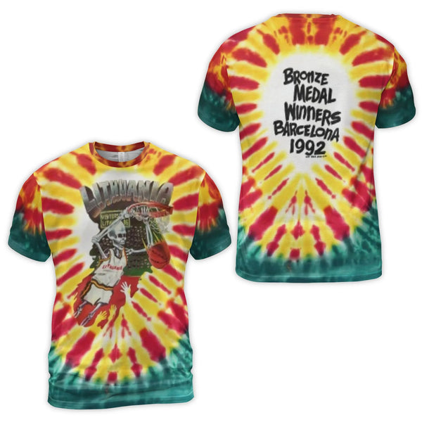 Lithuania 1992 Basketball T-Shirt | Retro Skeleton Slam Dunk Design | Premium Stretch Jersey | Unique Sport History Fan Gift