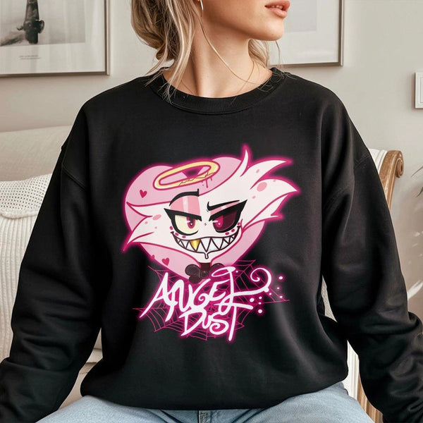 Angel Dust Heart Graphic Sweatshirt | Hazbin Hotel Fan Art | Premium Cotton Blend | Unisex Anime Gift For Adults