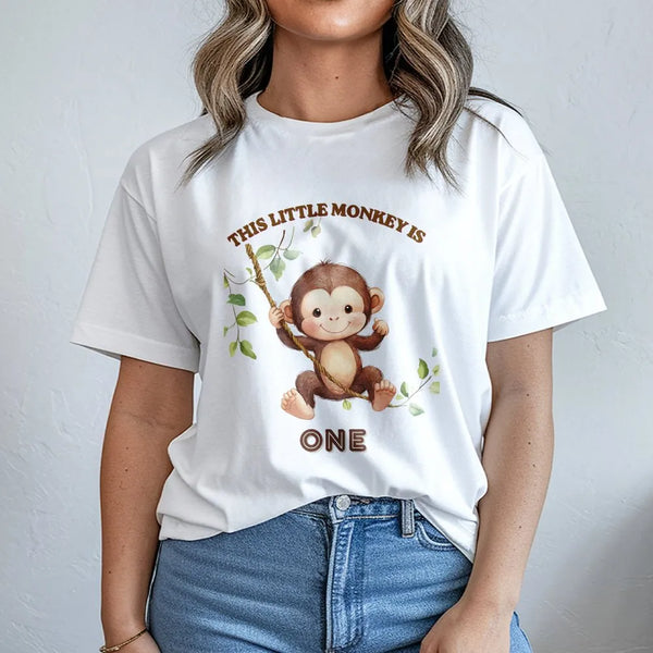 Monkey 1st Birthday Sweatshirt | This Little Monkey Is One Graphic | Soft Cotton Blend Pullover | Mom's First Birthday Party