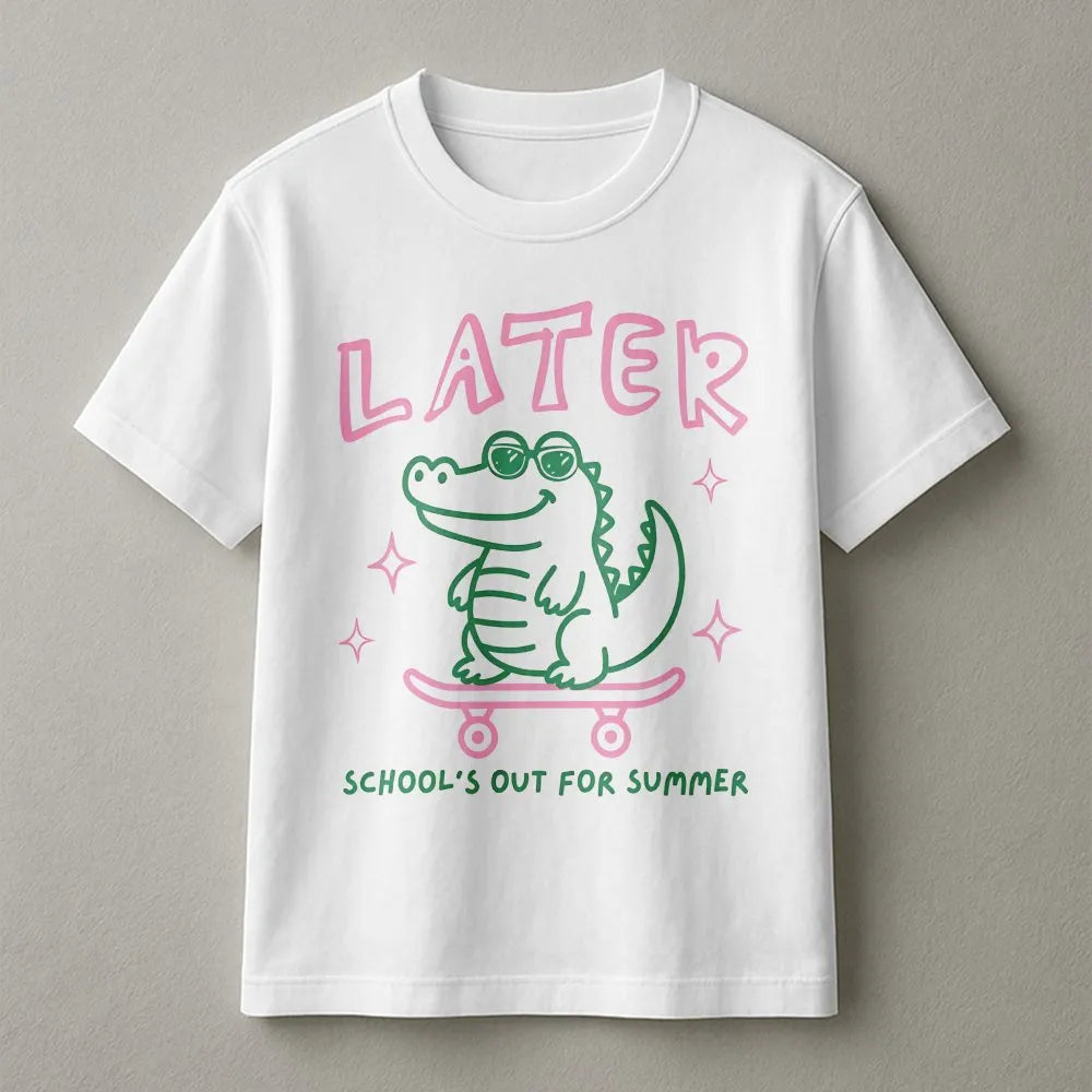 Last Day Of School Teacher Sweatshirt | Cute Later Alligator Graphic | Comfort Colors Pullover | End Of Year Teacher Team Gif