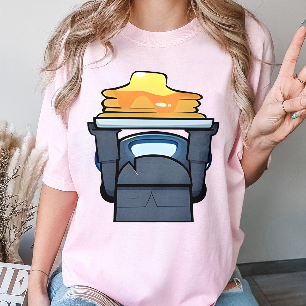 Gaming Robot Pancakes T-Shirt | Funny P.E.K.K.A Graphic Tee | Premium 100% Cotton Comfort | Gamer Gift for Him and Her
