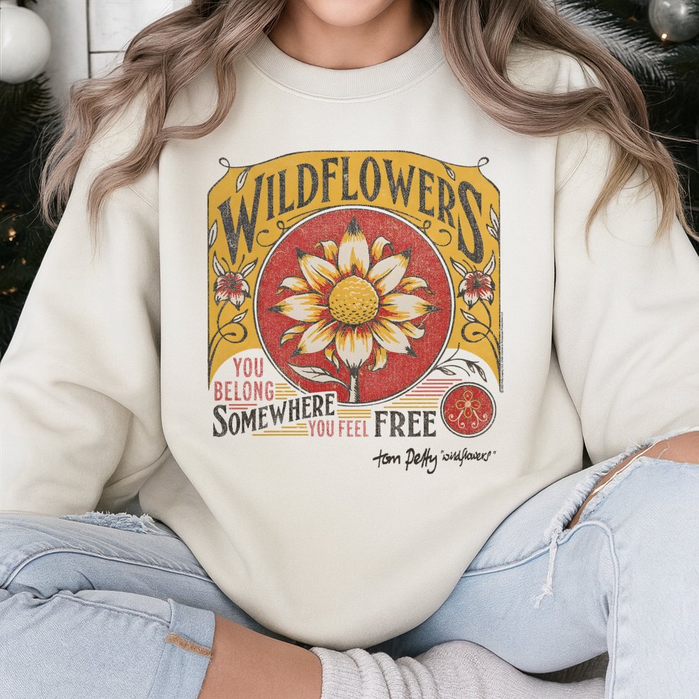 Tom Petty Wildflowers Sweatshirt | Retro Music Graphic Crewneck | Premium Cotton Blend | Gift for Classic Rock Fans and Music