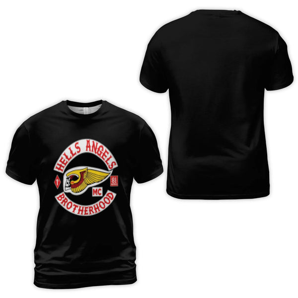 Winged Skull Biker T-Shirt | 81 Brotherhood Graphic Tee | Premium Polyester Spandex | Casual Gift for Motorcycle Enthusiasts