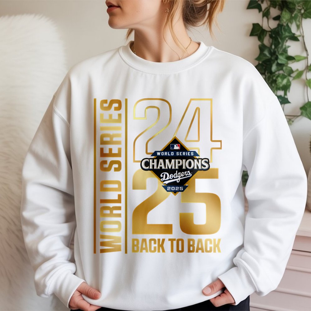 Dodgers World Series Champions Sweatshirt | Back To Back 2025 Graphic Crewneck | Premium Cotton Blend | Gift For LA Baseball 