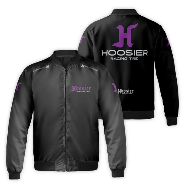 Hoosier Racing Tire Bomber Jacket | Motorsports Logo Graphic | Premium Nylon Outerwear | Unisex Streetwear Gift for Race Fans