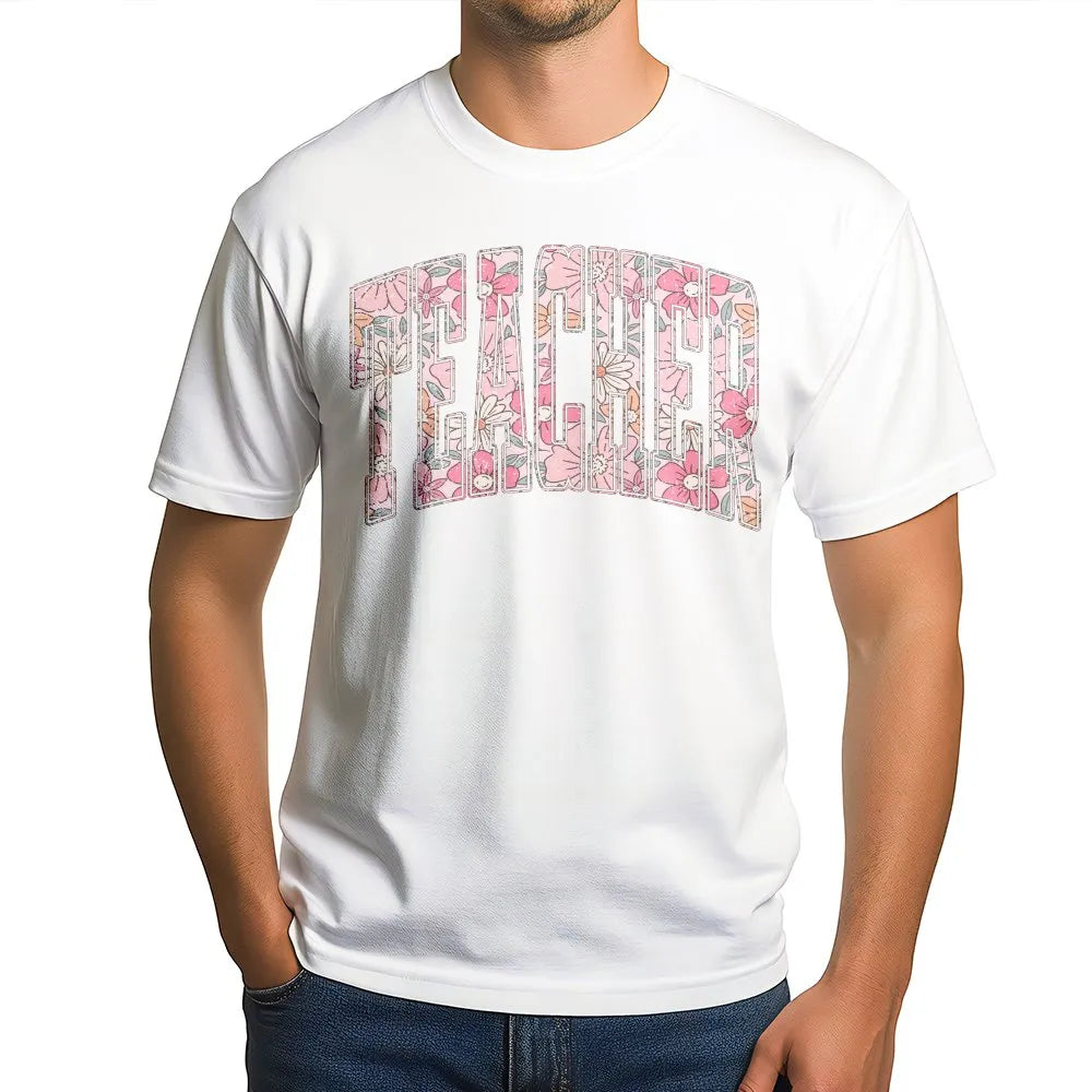 Floral Teacher Sweatshirt | Retro Spring Flower Graphic Crewneck | Soft Cotton Blend Pullover | Teacher Appreciation Gift