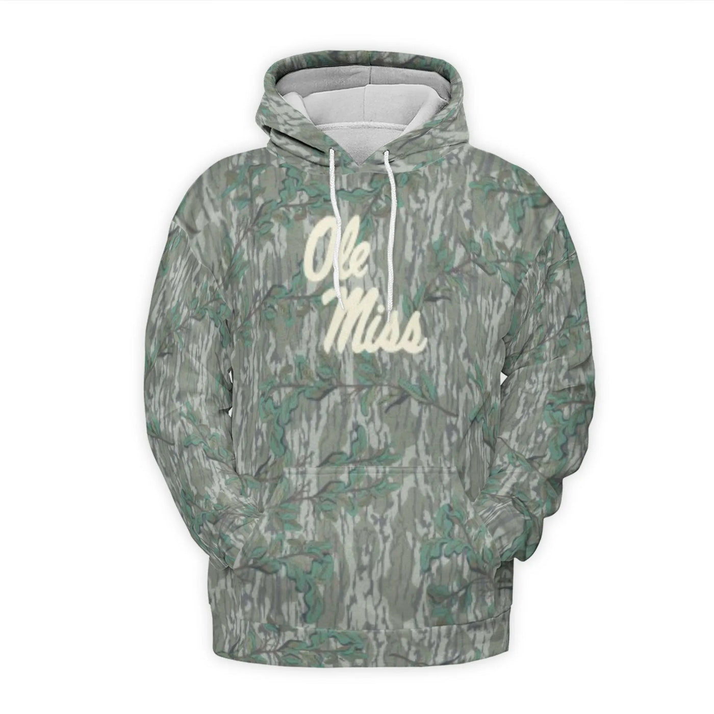 Ole Miss 3D Hoodie | Bottomland Camo Print | Brushed Fleece Lined Polyester | Unisex University Fan Gift