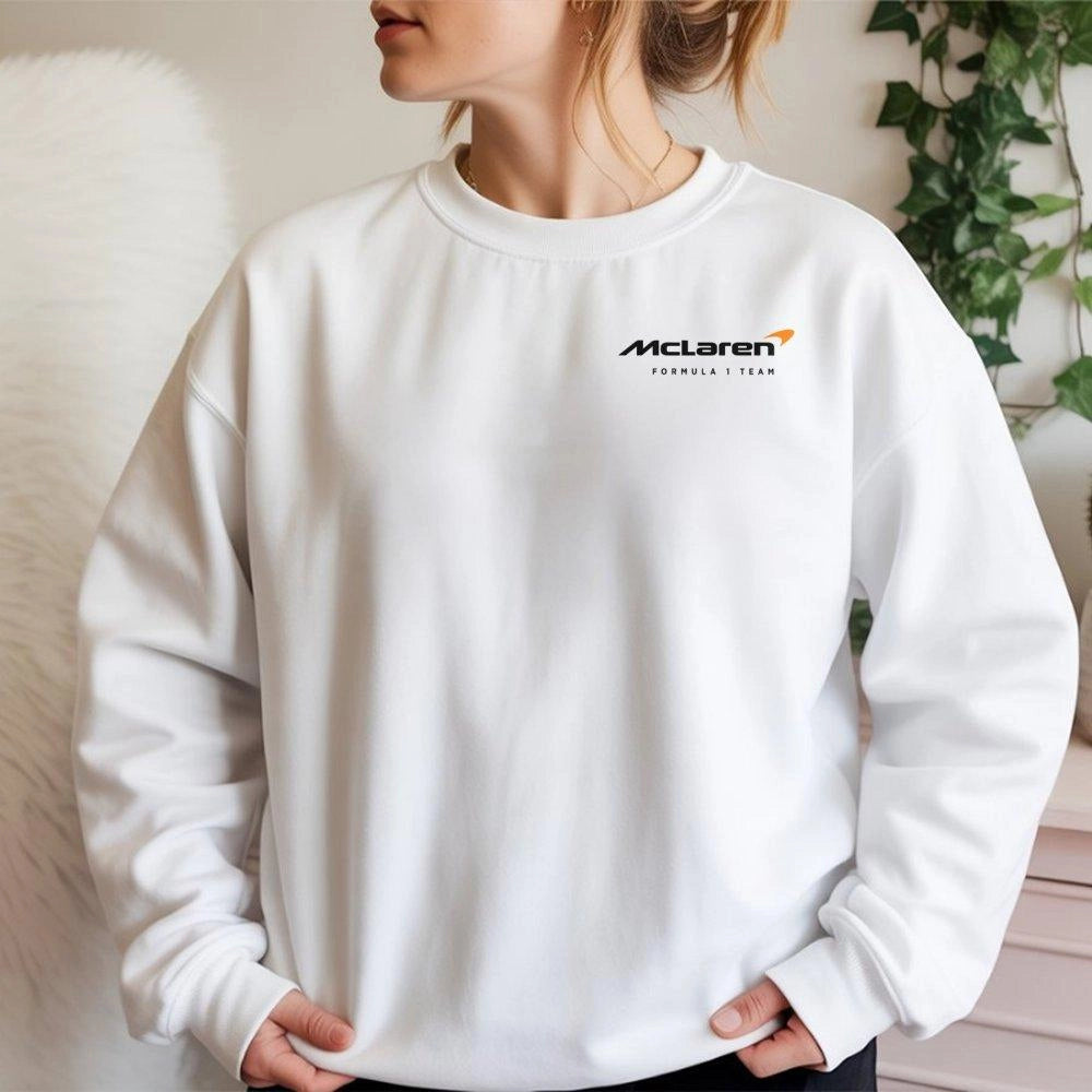 McLaren F1 Sweatshirt | Racing Team Logo Graphic Apparel | Premium Cotton Blend Unisex Jumper | Gift for Formula 1 Fans & Gra
