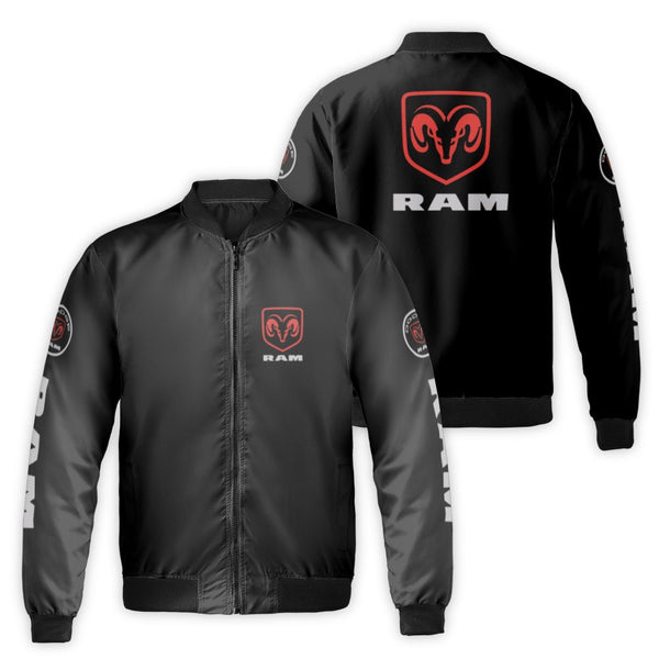 Ram Trucks Logo Bomber Jacket | Heavy Duty Pickup Truck Graphic | Durable Nylon Outer Shell | Premium Gift for Truck Enthusia
