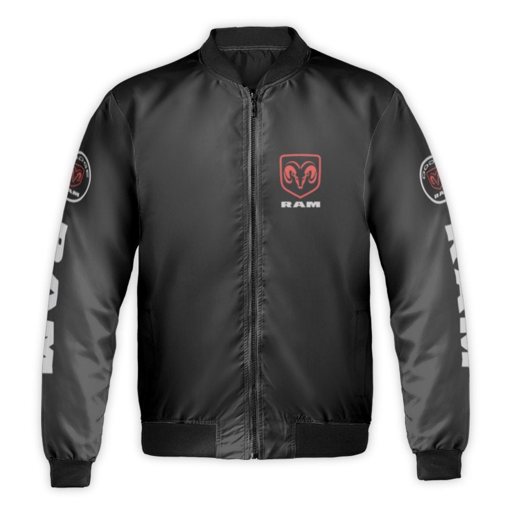 Ram Trucks Logo Bomber Jacket | Heavy Duty Pickup Truck Graphic | Durable Nylon Outer Shell | Premium Gift for Truck Enthusia