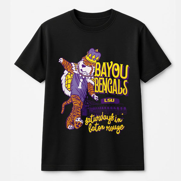 LSU Tigers T-Shirt | Bayou Bengals Mascot Graphic | Premium 100% Cotton Tee | College Football Game Day Gift for Fans
