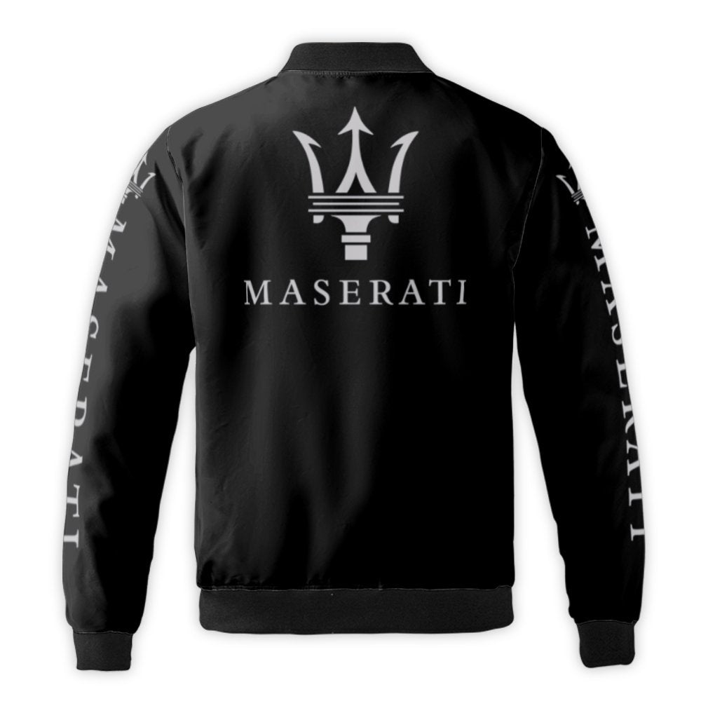 Maserati Bomber Jacket | Luxury Italian Sports Car Logo Apparel | Durable Nylon Streetwear | Gift For Auto Enthusiasts