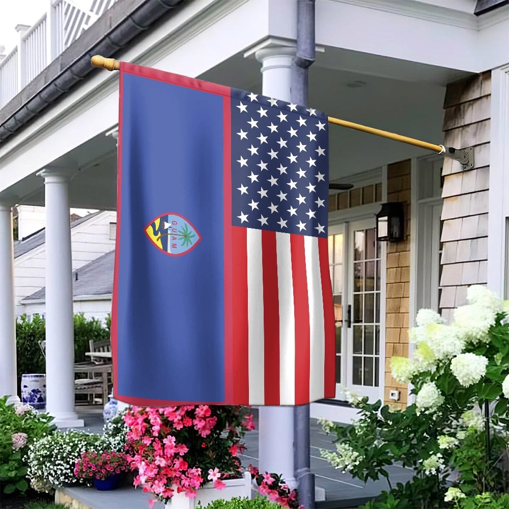 Guam American Flag | Split Vertical House Banner | Premium Weather-Resistant Polyester | Patriotic Outdoor Home Decor Gift