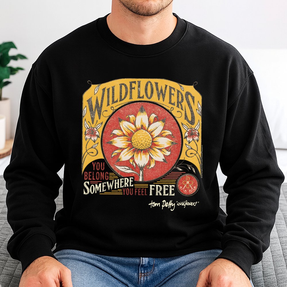Tom Petty Wildflowers Sweatshirt | Retro Music Graphic Crewneck | Premium Cotton Blend | Gift for Classic Rock Fans and Music