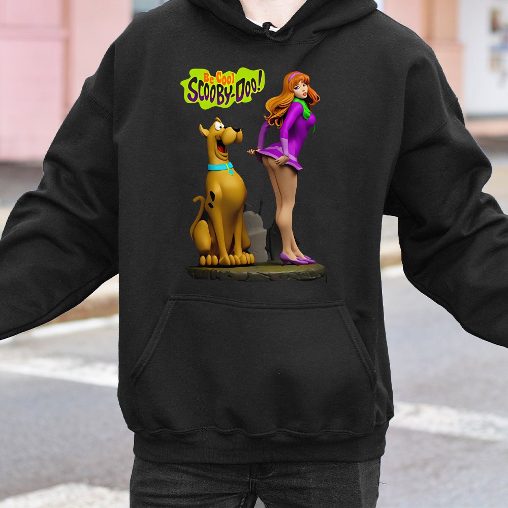 Cartoon Graphic Hoodie | Retro Daphne and Scooby Character Art | Premium Cotton Blend | Unisex Pullover Gift for Fans