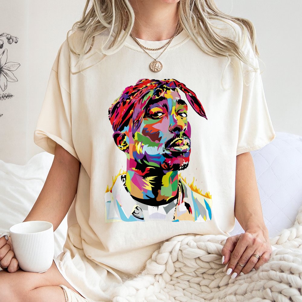 90s Hip Hop Legend Graphic T-Shirt | Vibrant Pop-Art Portrait | Premium Cotton Tee | Unisex Oversized Streetwear Gift for Rap