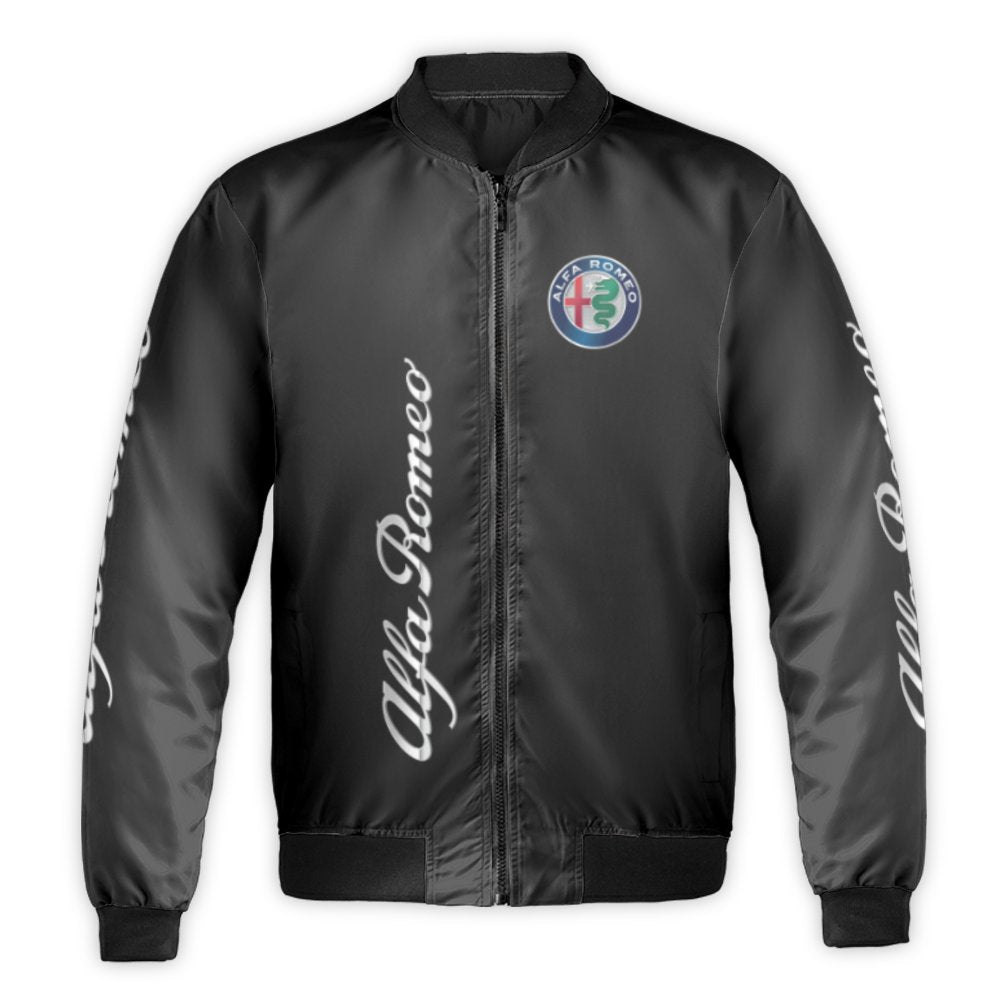 Alfa Romeo Bomber Jacket | Motorsports Logo Apparel | Premium Nylon Windproof Streetwear | Gift For Car Enthusiasts And Race 