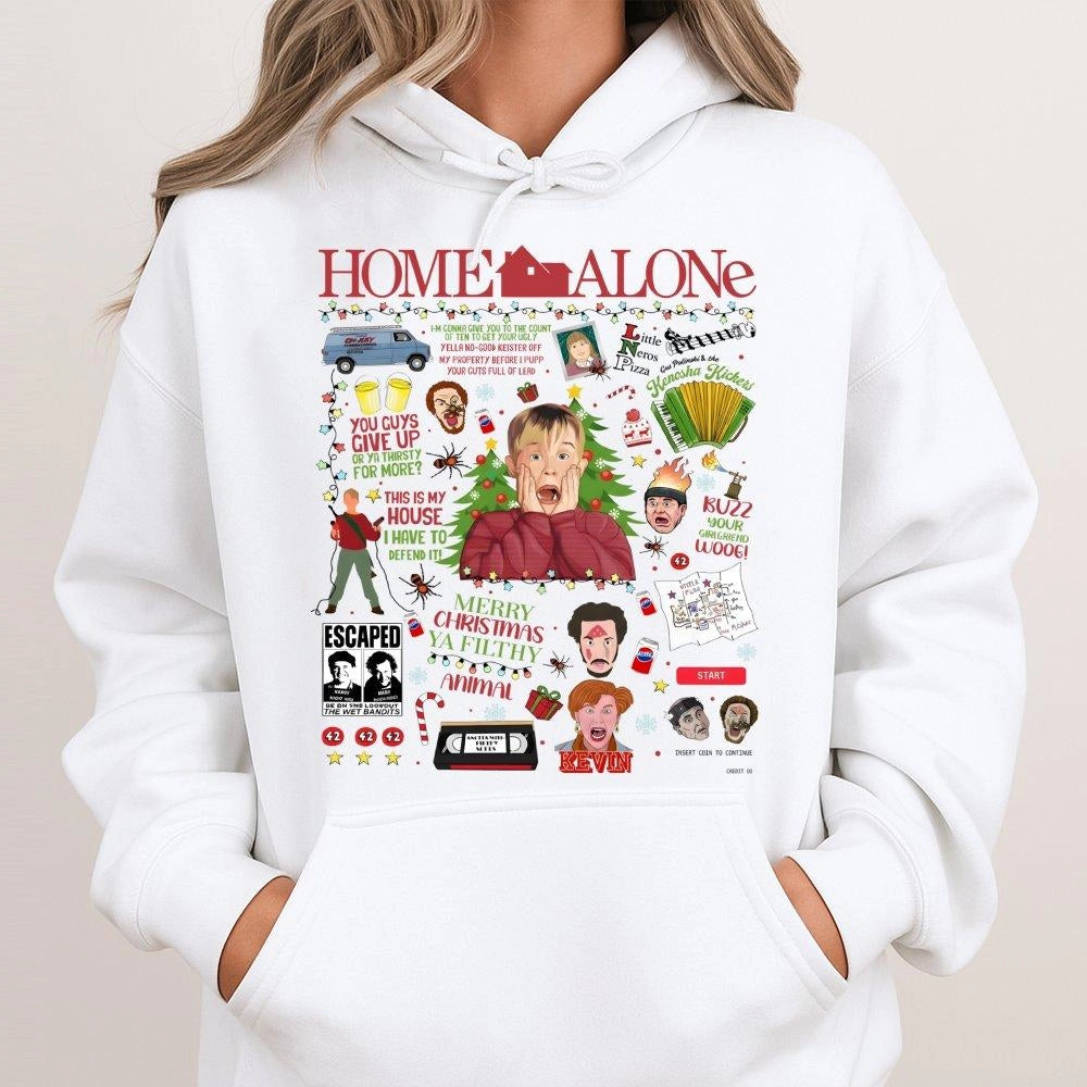 Retro 90s Christmas Movie Hoodie | Iconic Holiday Film Graphic Print | Premium Cotton Blend Sweatshirt | Funny Gift For Film 