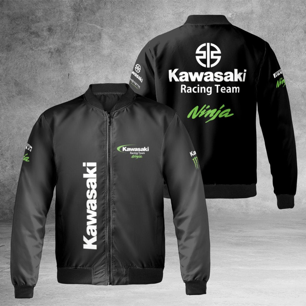 Kawasaki Racing Team Bomber Jacket | Ninja Motorsport Streetwear | Durable Nylon Shell Quilted Coat | Premium Biker Gift For 