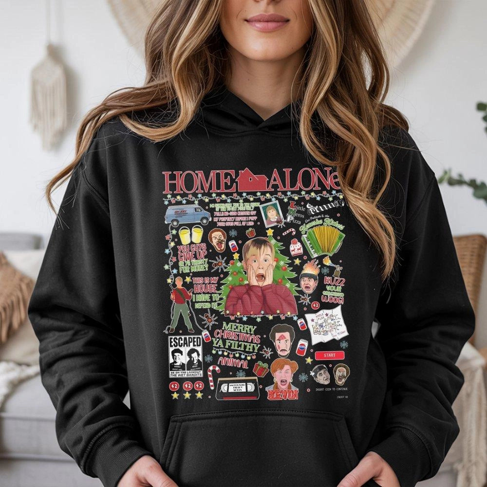 Retro 90s Christmas Movie Hoodie | Iconic Holiday Film Graphic Print | Premium Cotton Blend Sweatshirt | Funny Gift For Film 