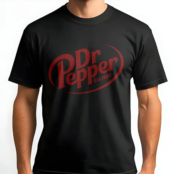Dr Pepper Est 1885 Logo T-Shirt | Vintage Retro Soda Graphic Tee | 100% Cotton Premium Comfort | Gift for Soda Lovers and Bev