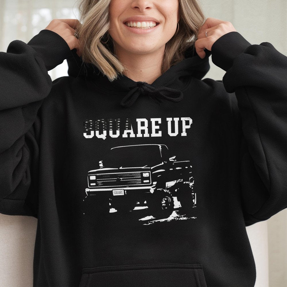 Square Body Truck Hoodie | Vintage Pickup Graphic Pullover | Premium Cotton Blend | Gift for Truck Enthusiast & Mechanic