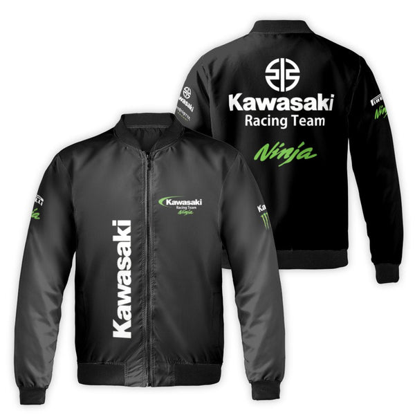 Kawasaki Racing Team Bomber Jacket | Ninja Motorsport Streetwear | Durable Nylon Shell Quilted Coat | Premium Biker Gift For 