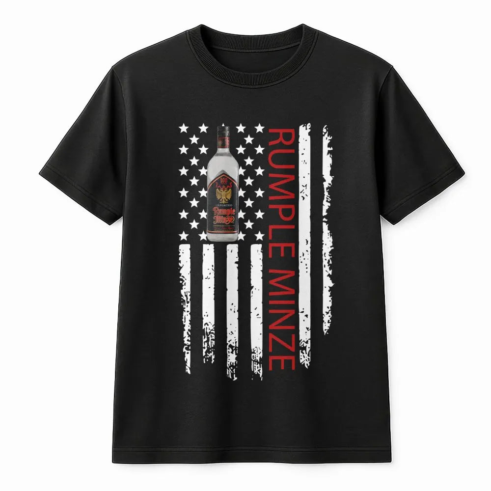 Peppermint Schnapps T-Shirt | American Flag Patriotic Liquor Design | Premium 100% Cotton | Party Gift for Drinkers and Barte