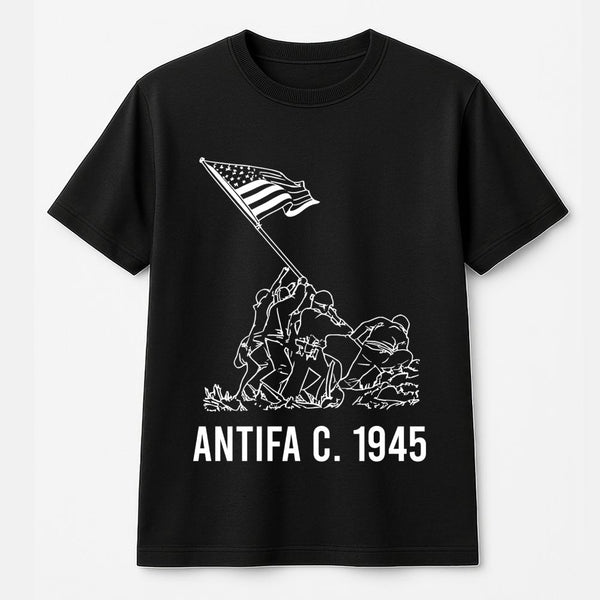 Antifa T-Shirt 1945 | WWII Historical Graphic Tee | 100% Cotton Premium Quality | Anti-Fascist Protest Liberty Gift For Activ