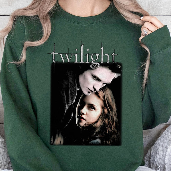 Twilight Saga Sweatshirt | Edward and Bella Graphic Print | Soft Cotton Blend Crewneck | Nostalgic 2000s Movie Fan Gift