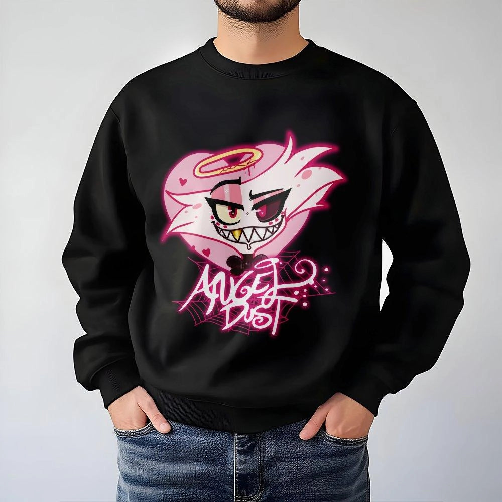 Angel Dust Heart Graphic Sweatshirt | Hazbin Hotel Fan Art | Premium Cotton Blend | Unisex Anime Gift For Adults