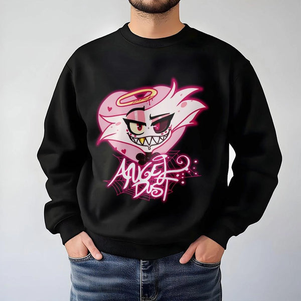 Angel Dust Heart Graphic Sweatshirt | Hazbin Hotel Fan Art | Premium Cotton Blend | Unisex Anime Gift For Adults