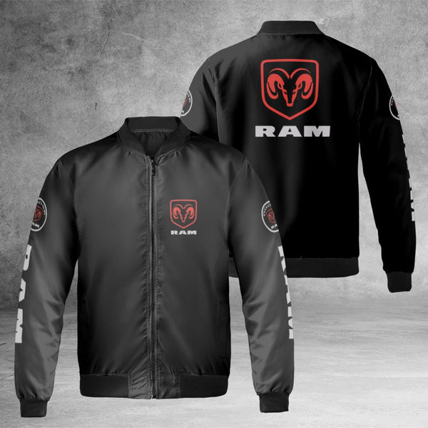 Ram Trucks Logo Bomber Jacket | Heavy Duty Pickup Truck Graphic | Durable Nylon Outer Shell | Premium Gift for Truck Enthusia