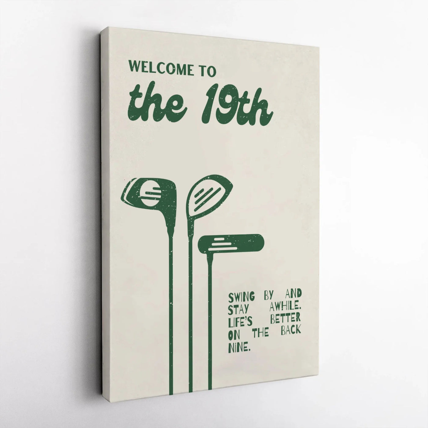 Welcome To The 19th Golf Canvas Wall Art | Mid-Century Modern Sport Print | Premium Gallery-Wrapped Decor | Unique Gift For G