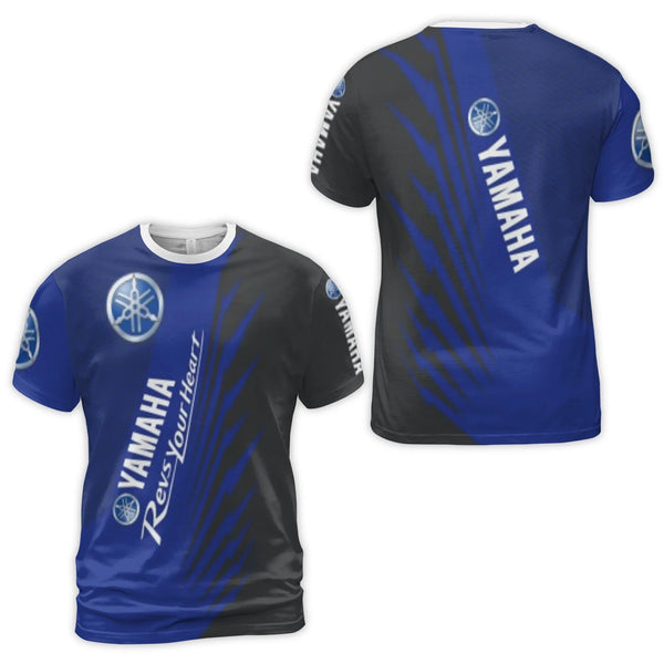 Yamaha Racing 3D T-Shirt | Revs Your Heart Graphic Tee | Premium Polyester Spandex Blend | Motorsports Fan Apparel Gift