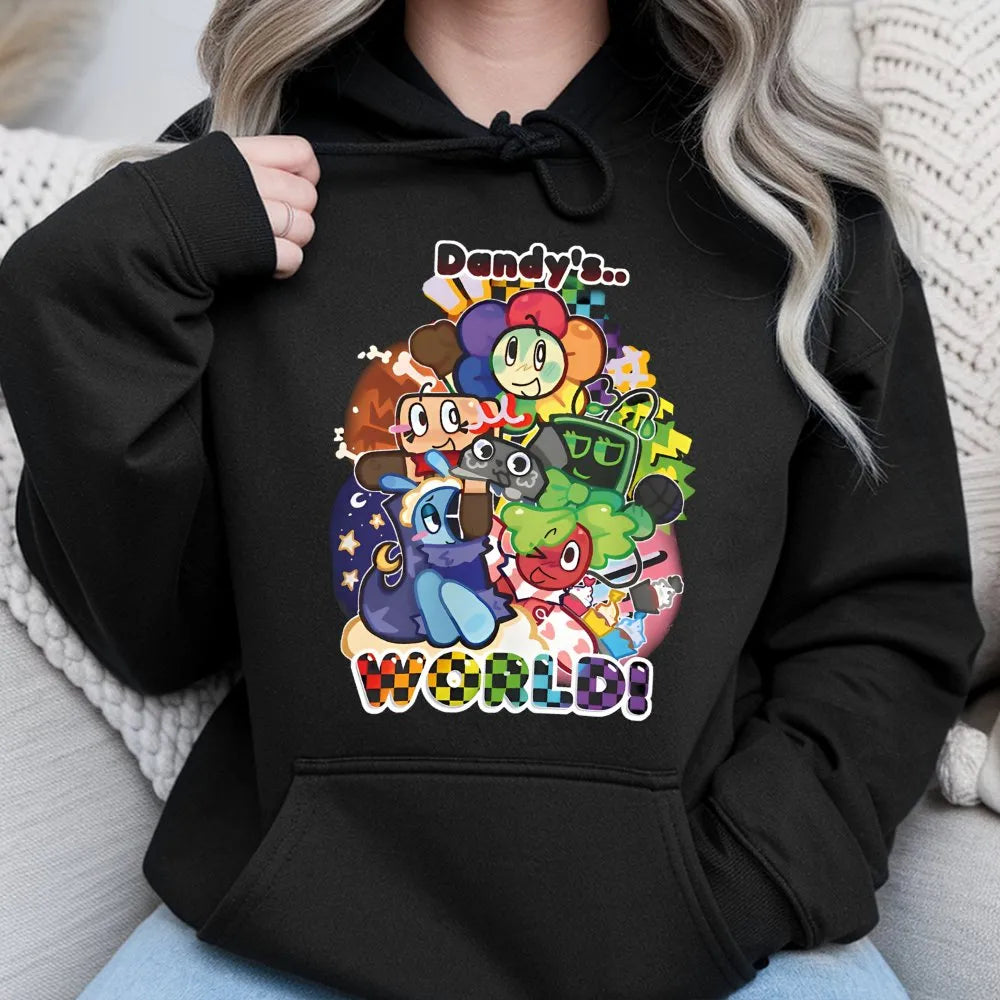 Dandy's World Gaming Hoodie | Colorful Cartoon Character Art | Premium Cotton Blend | Gamer Gift for Fans