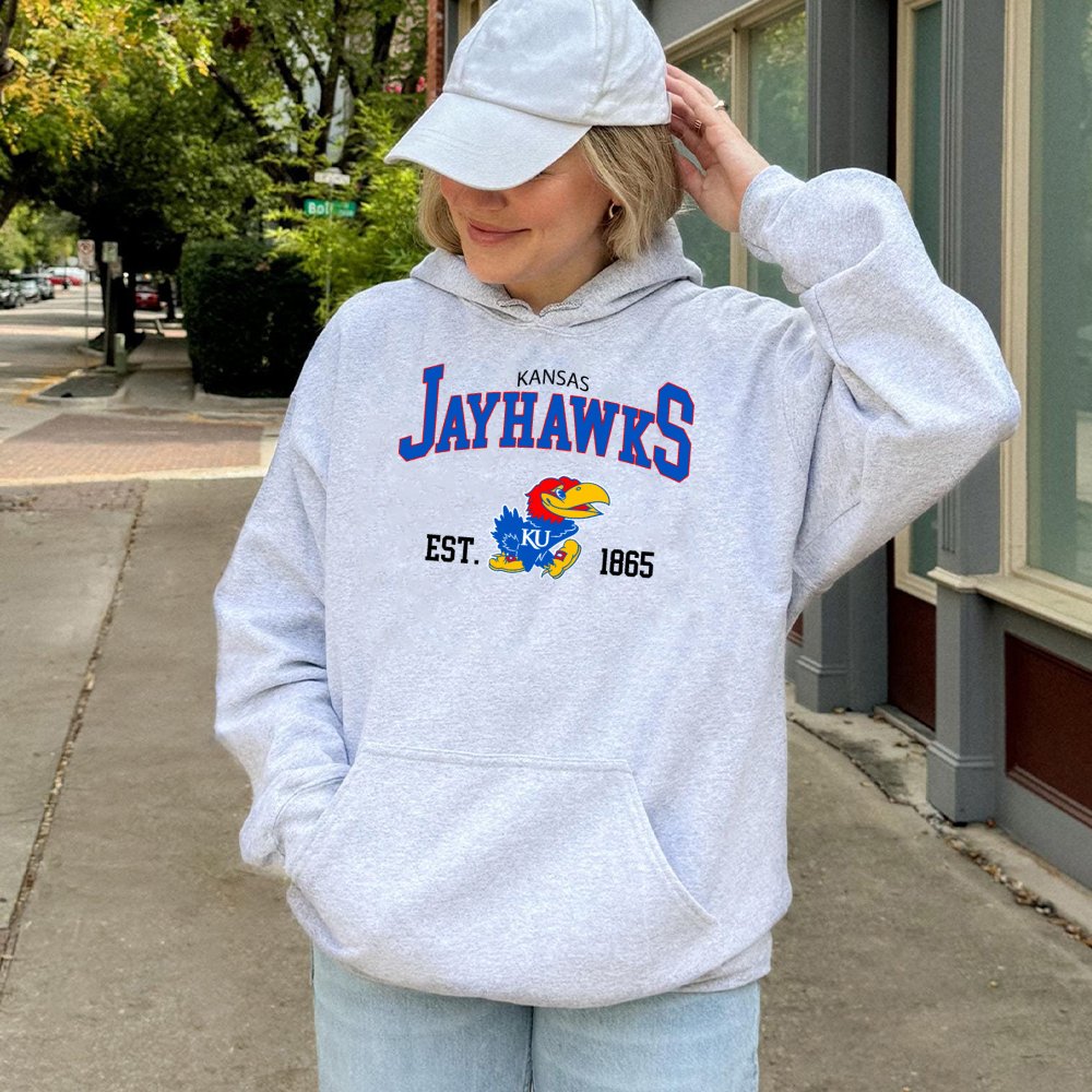 Kansas Jayhawks Hoodie | Vintage KU Mascot Graphic Pullover | Premium Cotton Blend Sweatshirt | Gift For College Basketball F