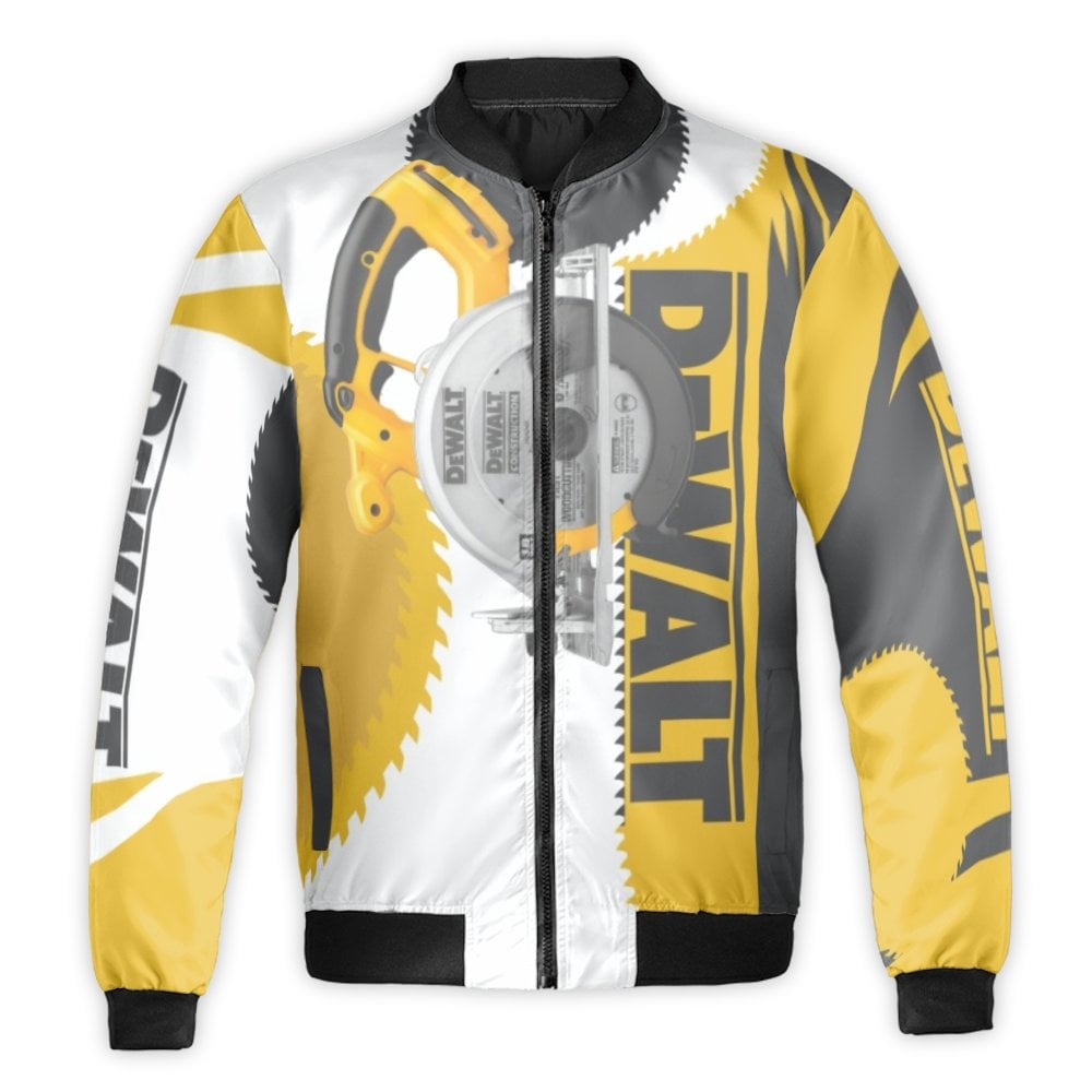 Carpenter Bomber Jacket | Power Tool Circular Saw Graphic Print | Durable Nylon Construction | Premium Workwear Gift for Buil
