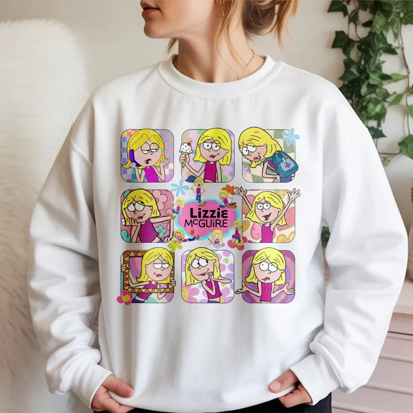 Y2K Aesthetic Cartoon Sweatshirt | Nostalgic Lizzie Inspired Character Graphic | Premium Cotton Blend | Retro 2000s Pop Cultu